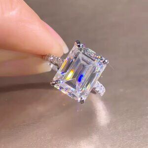 New 2Ct+ Emerald Cut Swarovski Solitaire Ring